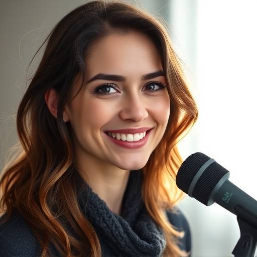 Imagem de Isabela Martins, professora de dublagem e locuäão, demonstrando entusiasmo