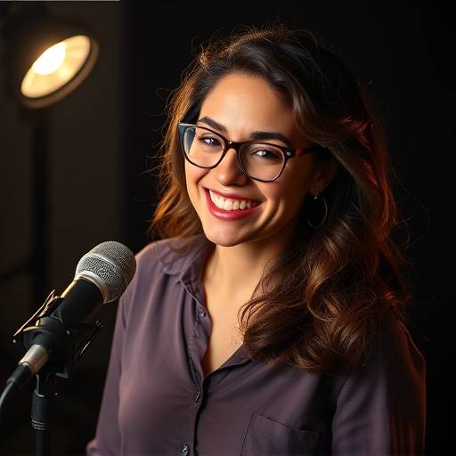 Imagem de Isabela Martins, professora de dublagem e locuäão demonstrando entusiasmo